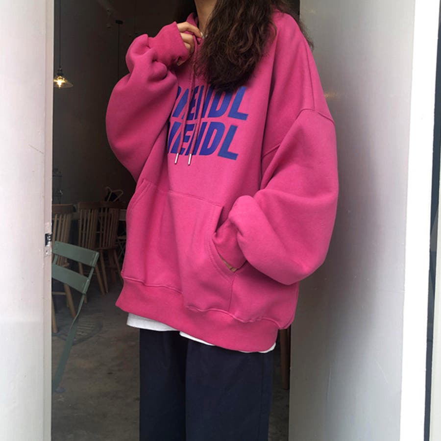 海外花系 thisisneverthat ホットピンク フードパーカー Lサイズ