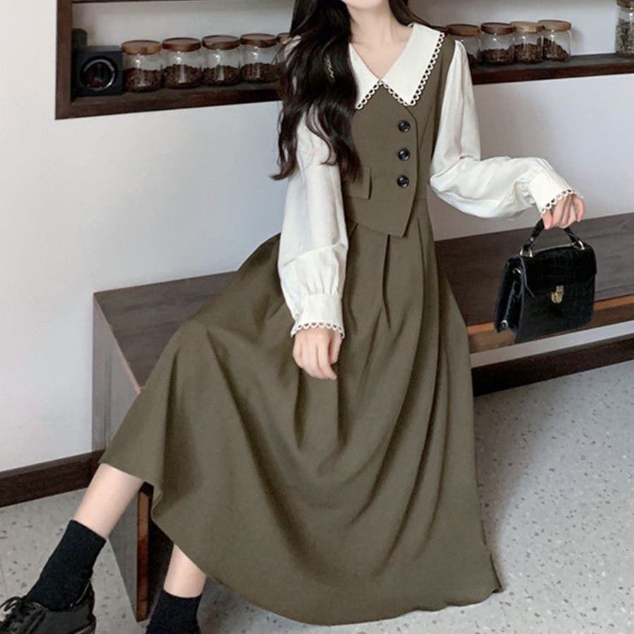 【flowoom】韓国人気◆Shell Bustier Dress 重ね着 ワンピース flowoom】韓国人気◇Shell Bustier Dress 重ね着 ワンピース