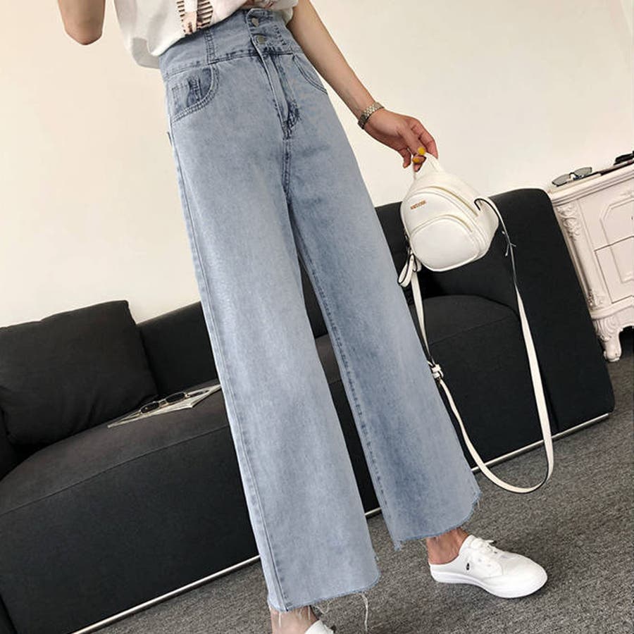 AZUL BY MOUSSY DENIM ハイウエストワイドデニム/レディース