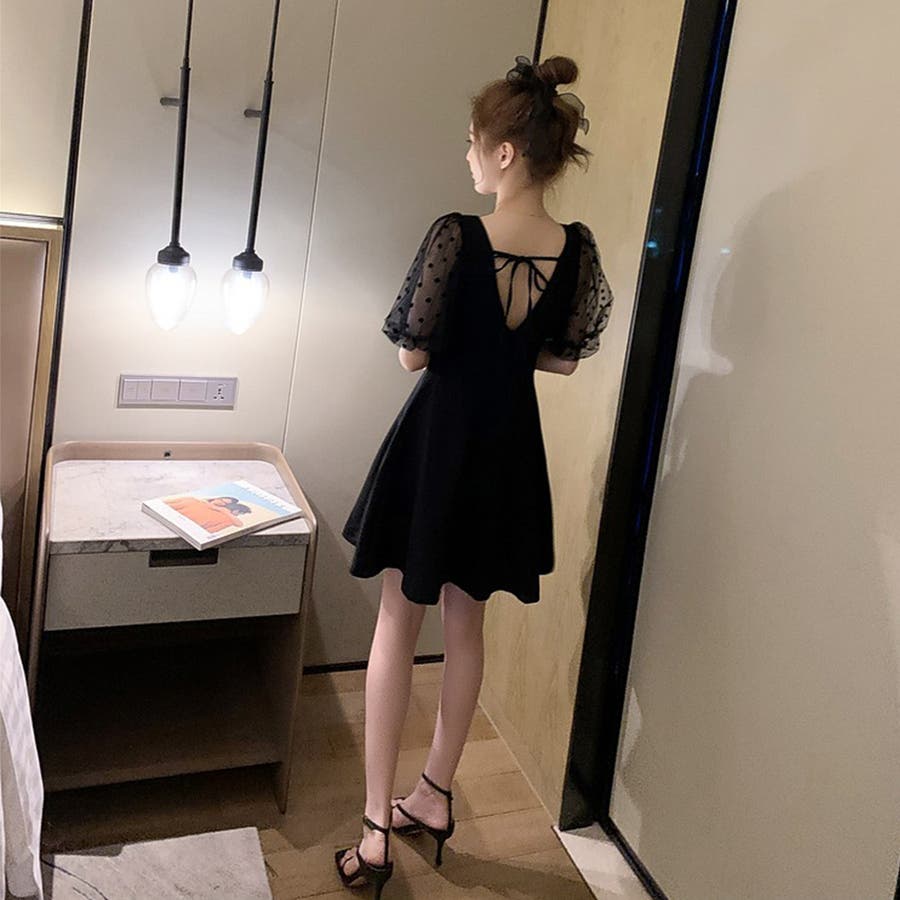 ミニワンピース レディース シースルー袖[品番:II000007151 ミニワンピース レディース シースルー袖[品番:II000007151