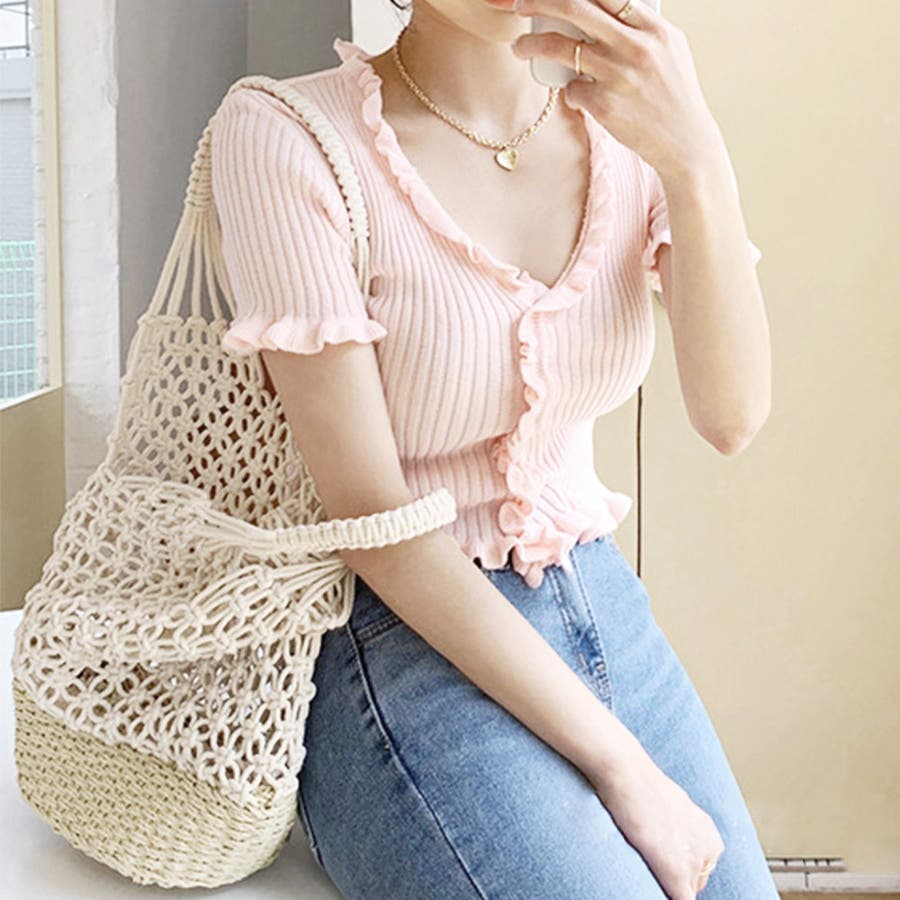 かごバッグ 夏 透かし編み バケツバッグ[品番：II000008996