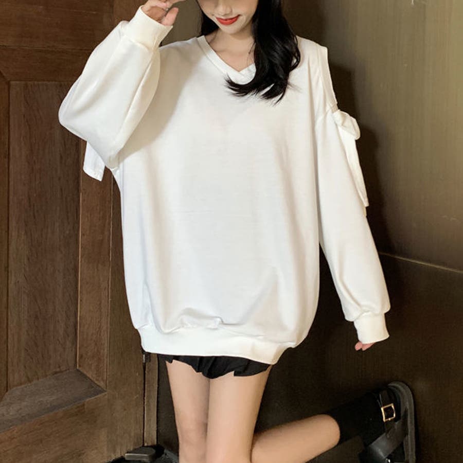 開店記念セール！ トレーナー Tシャツ 肩だし スウェット[品番：II000007344 Mサイズ