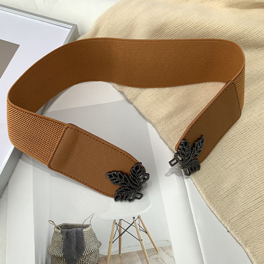 バックルベルト レディース 葉モチーフ[品番：II000007788  