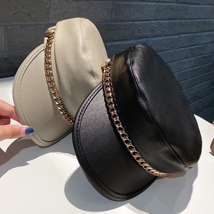 B.Milliner and M 革製キャスケット帽子 未使用 新品 イタリア製