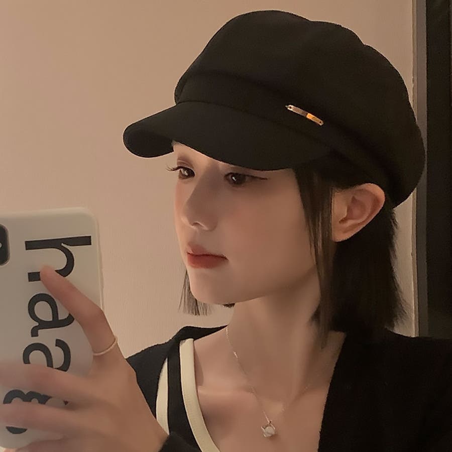 【ブラック】キャスケット 帽子 レディース 韓国風[品番