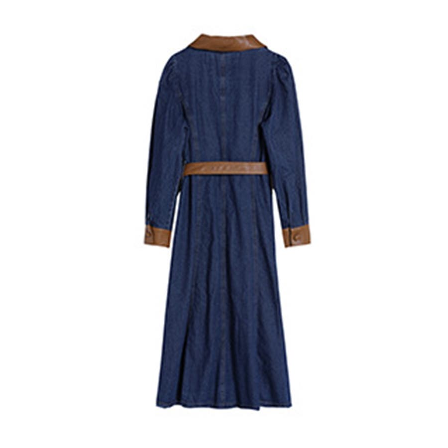 デニム シャツワンピース レトロ風 韓国[品番：II000009479]｜Aimoon