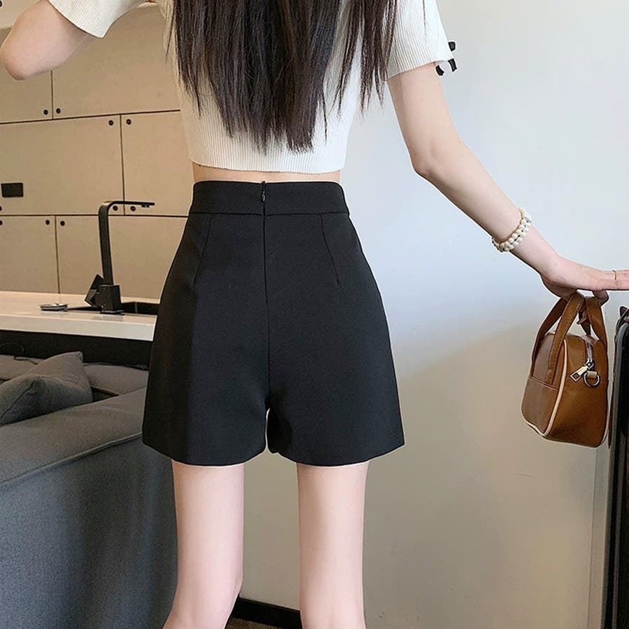 ショートパンツ ハイウエスト シンプルショートパンツ[品番