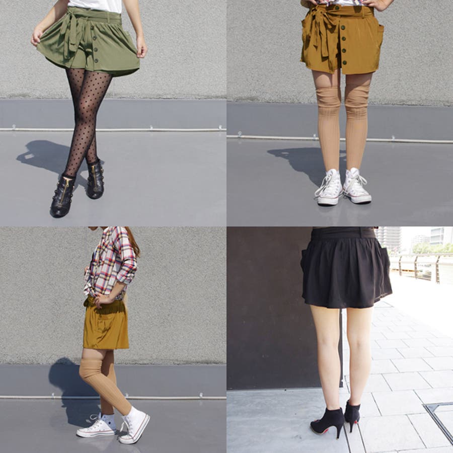 リボン付き ミニスカート風 ショートパンツ[品番：MDRW0000593