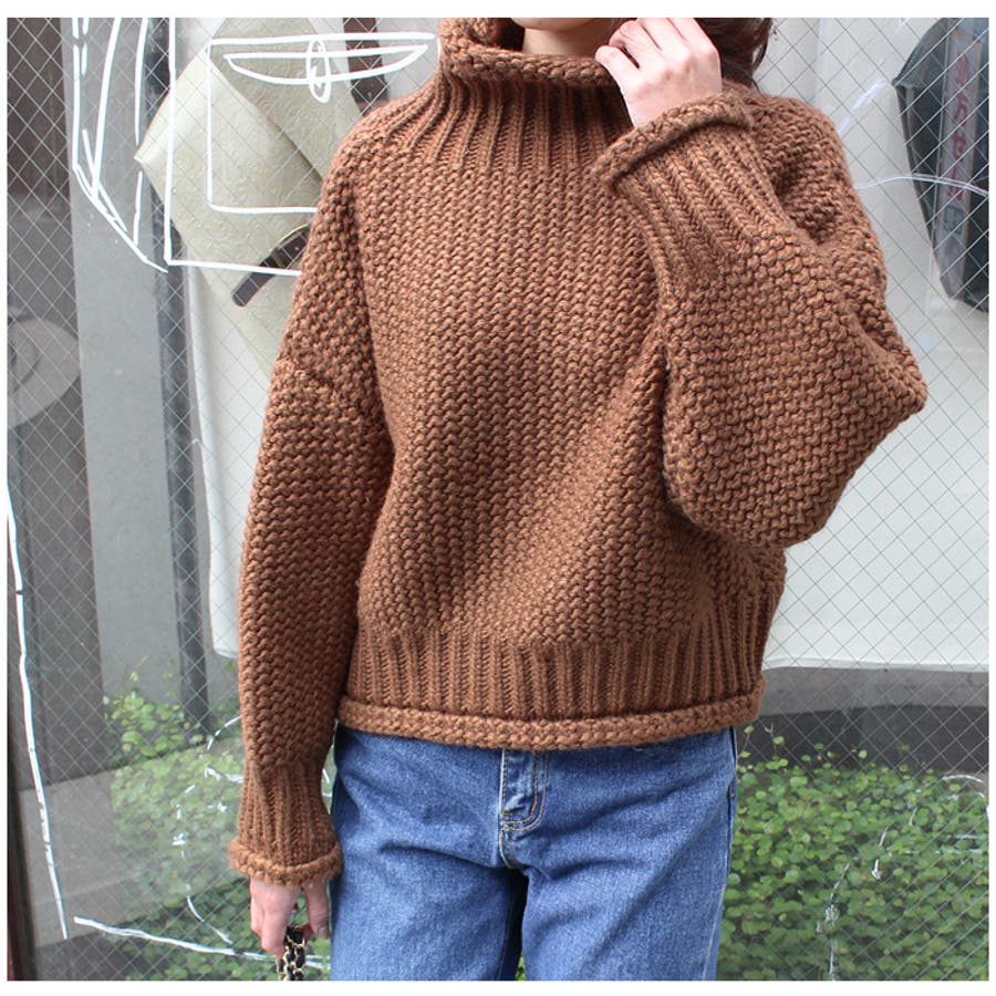 MARNI 46 バイカラー ニットセーター ブラウンベージュローゲージ