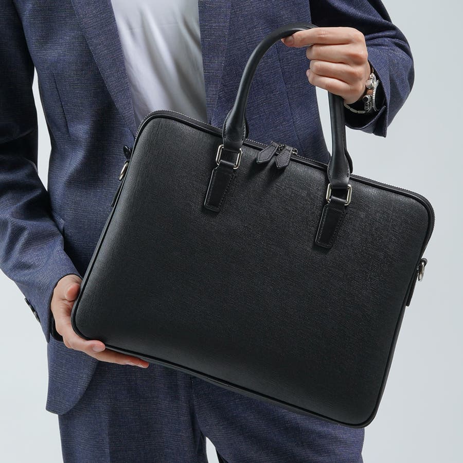 薄型 ダブルジッパー サフィアーノレザー ビジネス ブリーフケース[品番：MURB0000043]｜MURA（ムラ）のメンズファッション通販