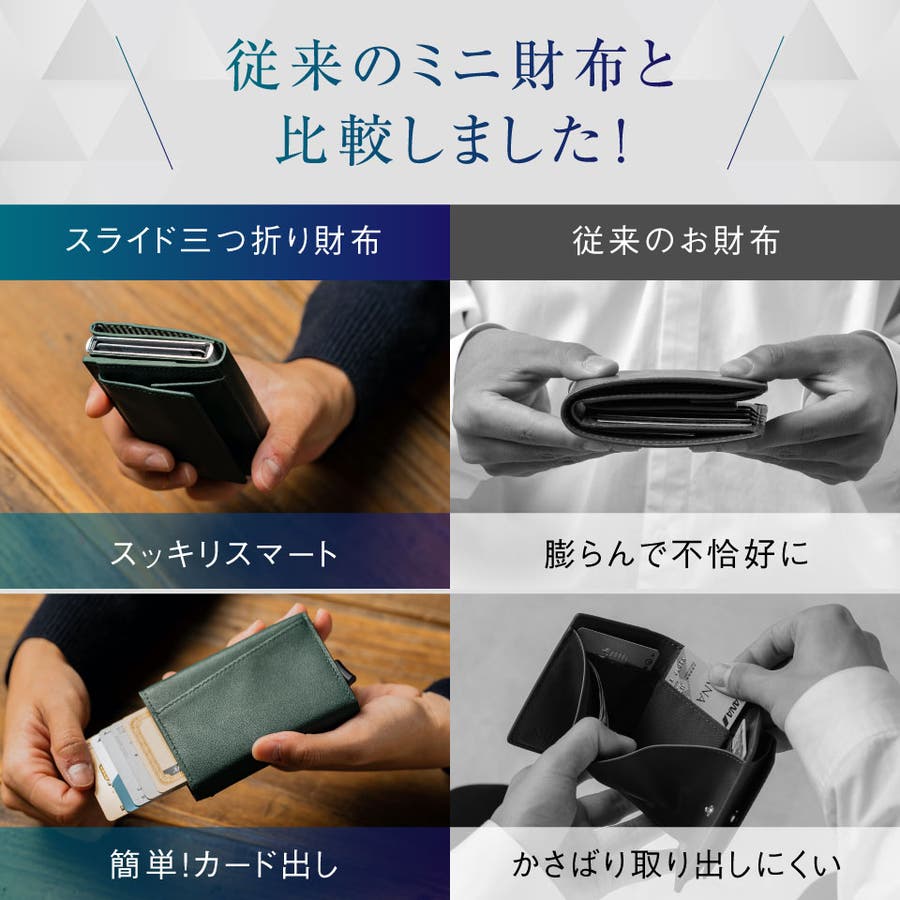 三つ折り ミニ財布 プレゼント RFIDスキミング防止機能付 レザー カーボン [品番：MURB0000033]｜MURA（ムラ）のメンズファッション通販｜SHOPLIST（ショップリスト）