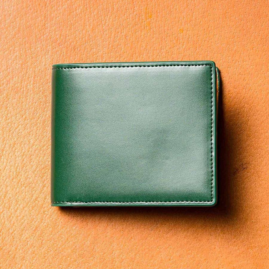 二つ折り財布 コードバン調 プレゼント カーボン レザー box型小銭 