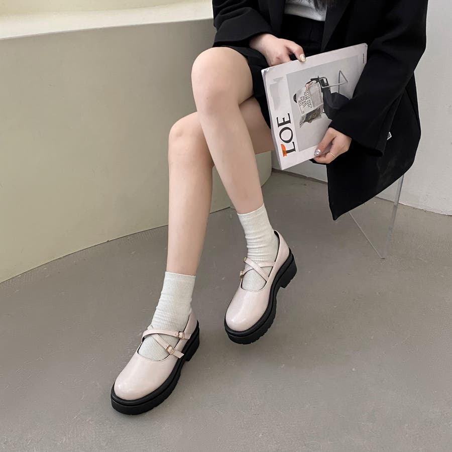 厚底 2WAY ダブルストラップ メリージェーン シューズ 1828 厚底 2WAY ダブルストラップ メリージェーン シューズ 1828