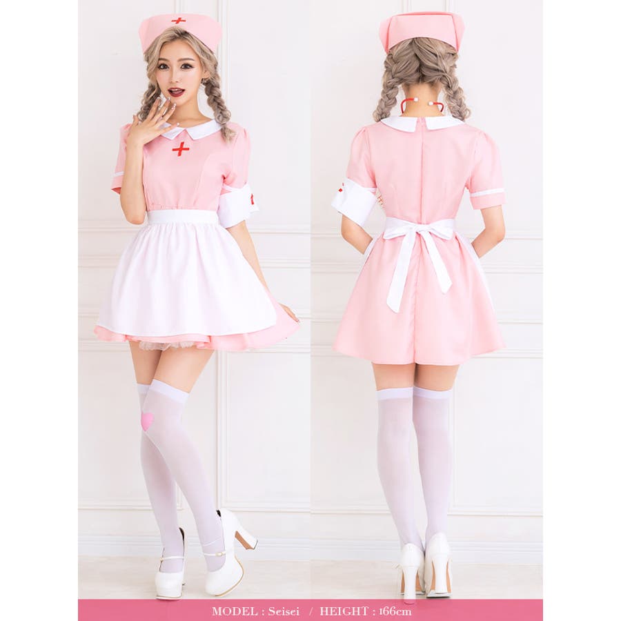 エプロン付きAラインベーシックナースコスチューム ハロウィンコスプレ ガーリーコ…[品番：MFND0010077]｜my minette（マ ...