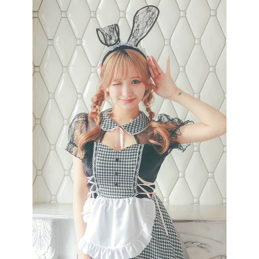 コスプレ】セットアップ チェック フロントジップ フレアスカート バニーガール 衣装3点セット [トップス/スカート/カチューシャ] |  LaLaTulle ララチュール [公式]
