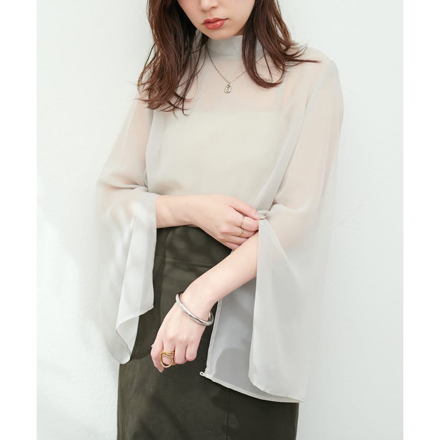 natural couture】袖フレアスリットブラウス[品番：OLOW0010508