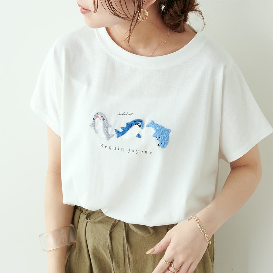 BALLANTYNE レディース　ネイビーアニマル刺繍Tシャツ