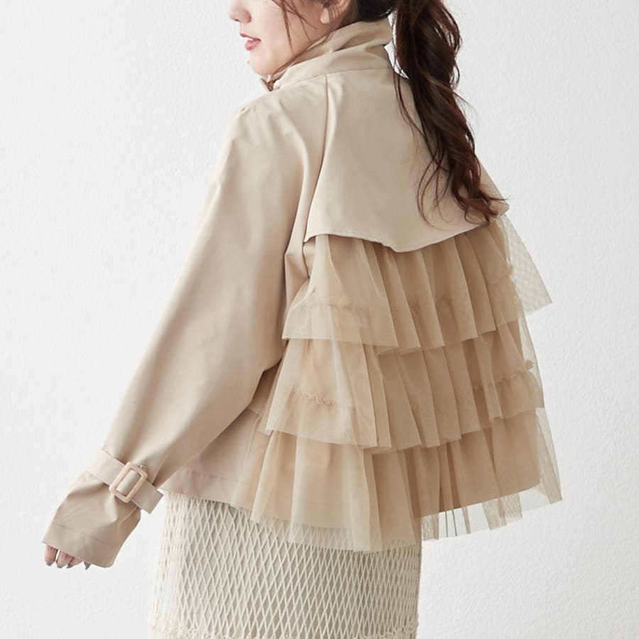 後ろ姿も可愛い】バックチュールフリルショートジャケット[品番