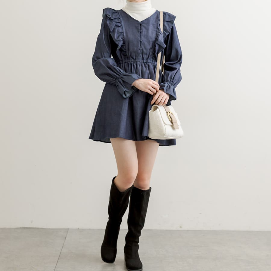 デニムフリルチュニックワンピース[品番：OLOW0005363]｜OLIVE 