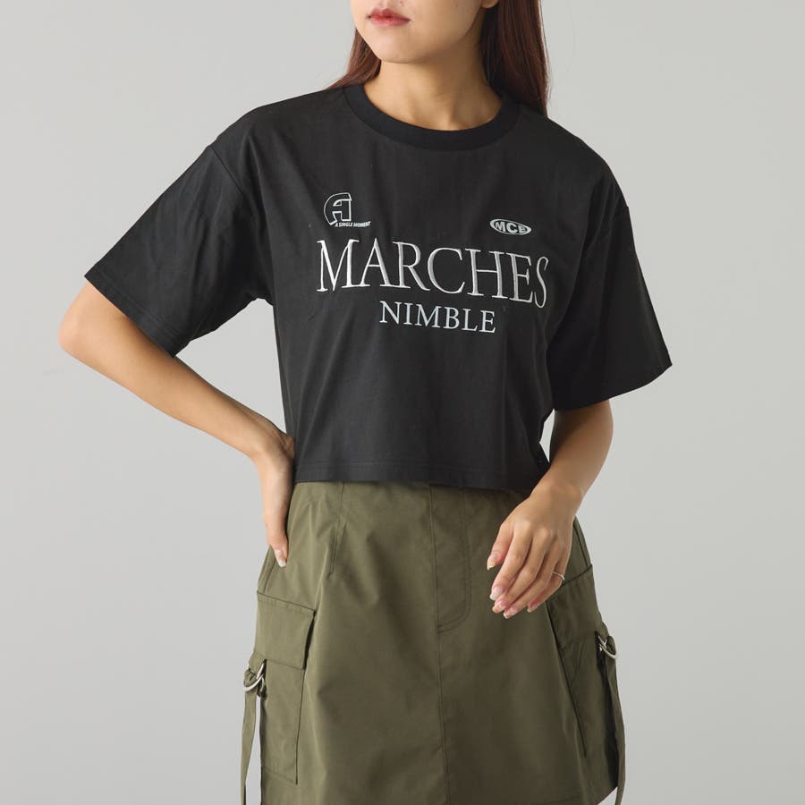 MARCHES】短丈ロゴT[品番：NCLW0012885]｜NICE CLAUP  OUTLET（ナイスクラップアウトレット）のレディースファッション通販｜SHOPLIST（ショップリスト）