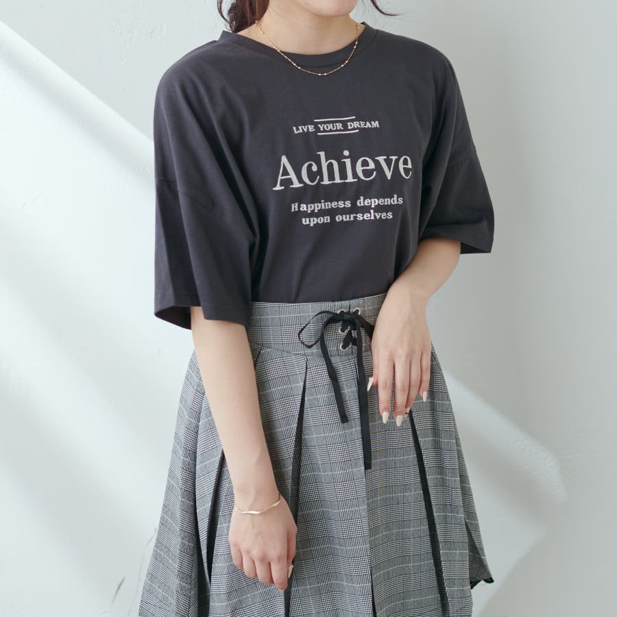 ＢＡＣＫレースアップ刺繍ロゴＴシャツ[品番：OLOW0005589]｜OLIVE des