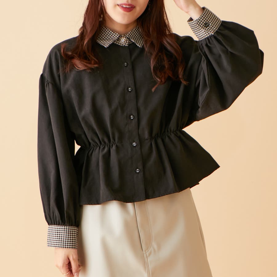 ガンクラブ衿袖クレリックペプラムブラウス[品番：OLOW0008513]｜OLIVE 