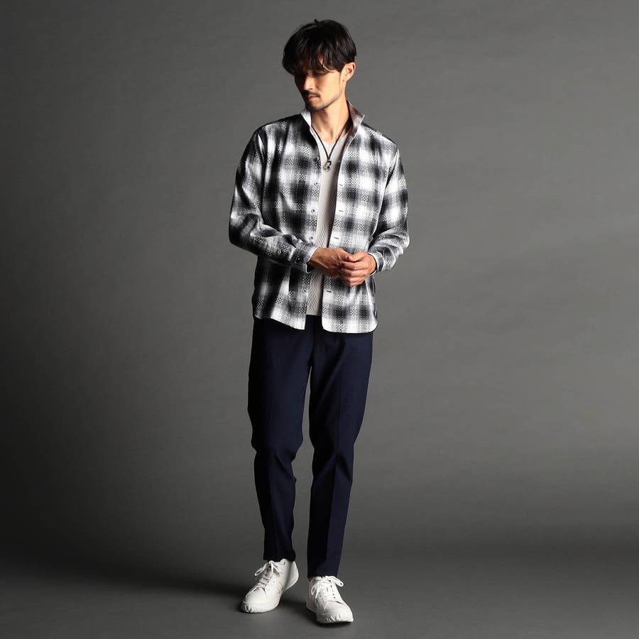 美しい ドビーチェック スタンドカラーシャツ[品番：NICW0005915 トップス
