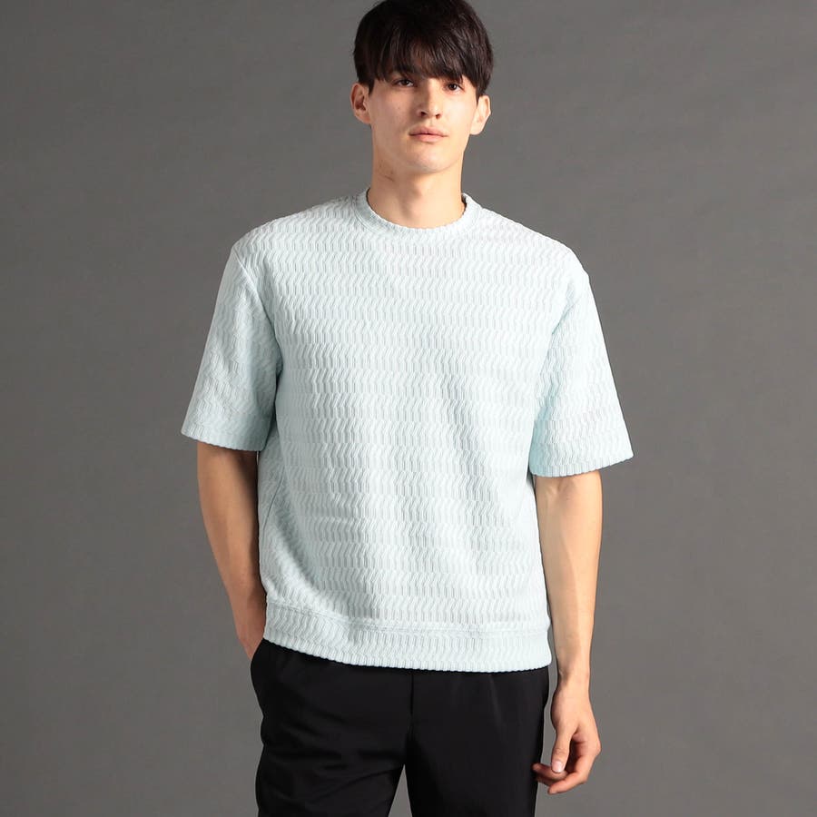 ジオメトリックジャカード クルーネックニットTシャツ[品番