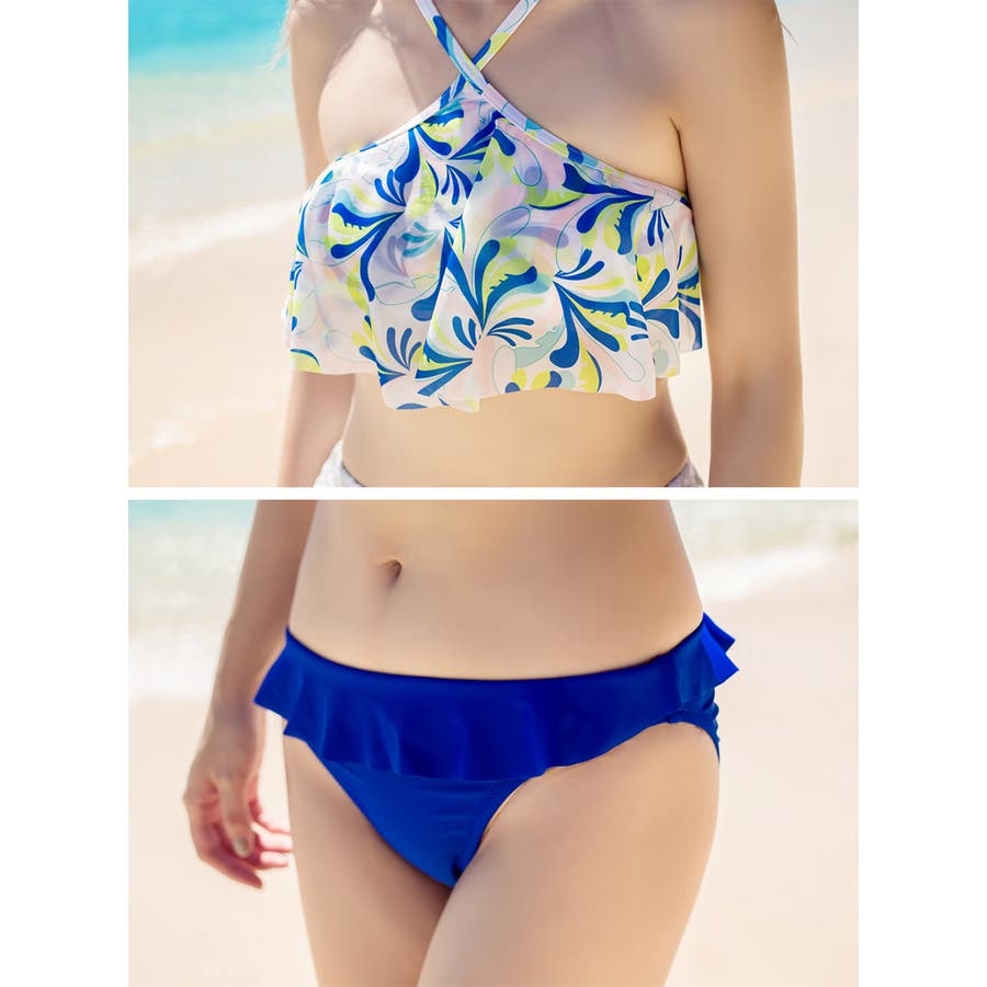憧れ セクシ－水着 花柄ハイネックビキニ2点セット3色S-L[品番 水着・ラッシュガード