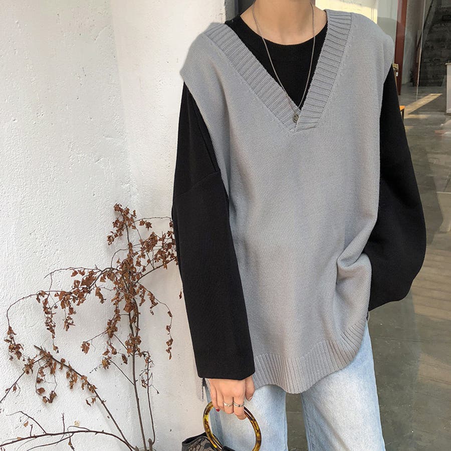 Vネックニットベスト レディース トップス[品番：NELW0001191