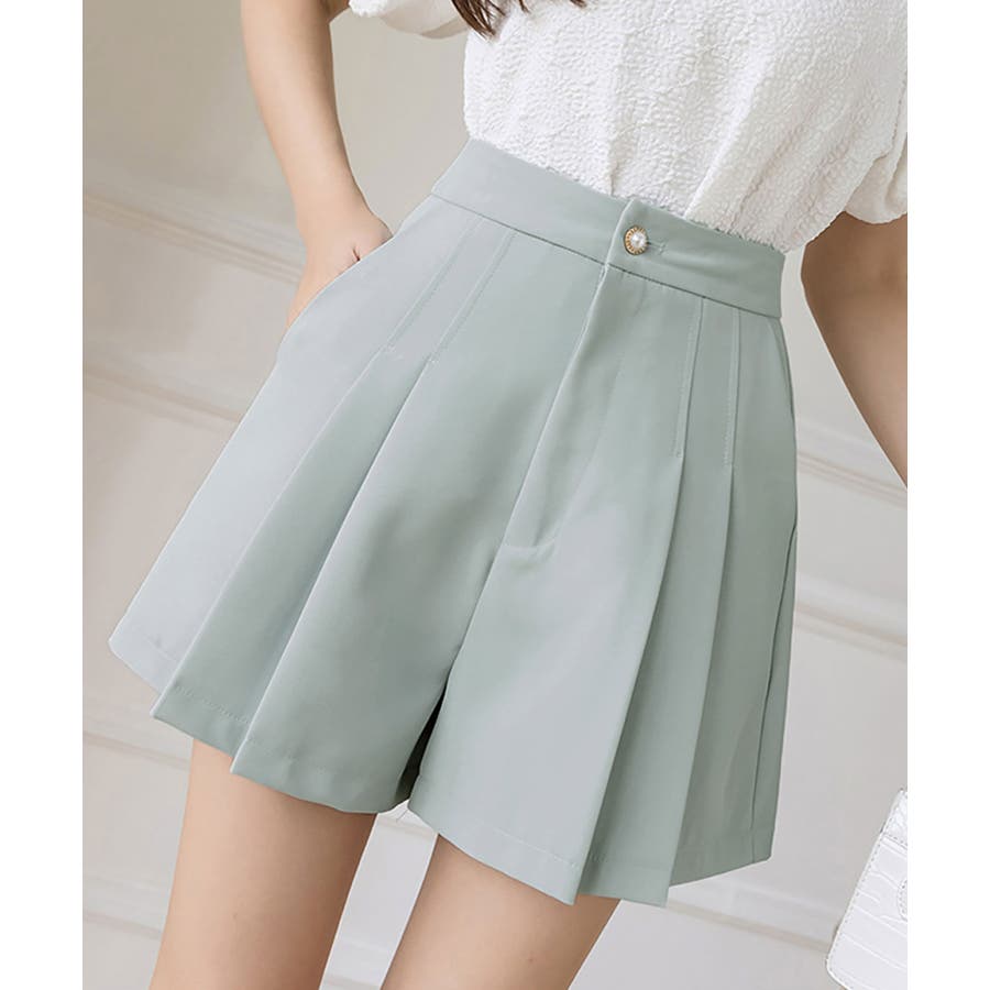 プリーツキュロットパンツレディース 韓国 無地[品番：NELW0001558