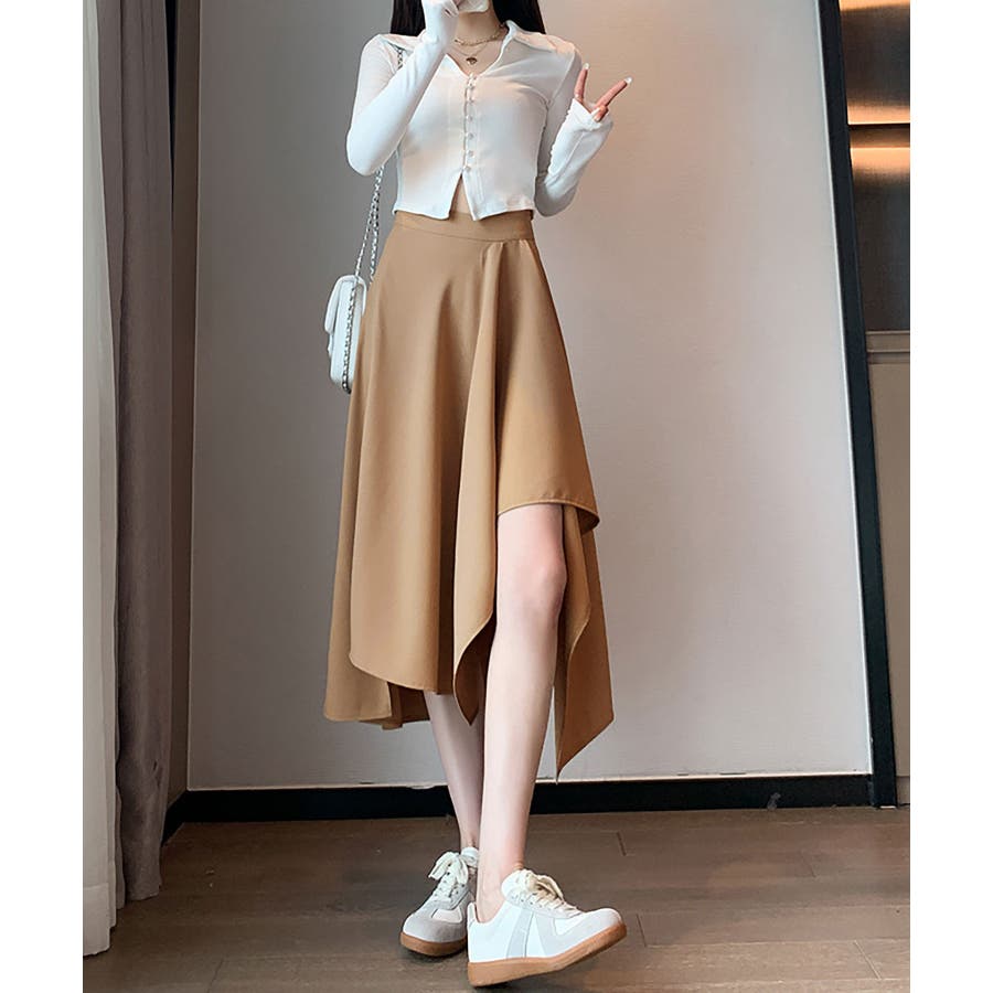 アシメフリルスカート（ブラウン） | MACHATT ONLINE STORE