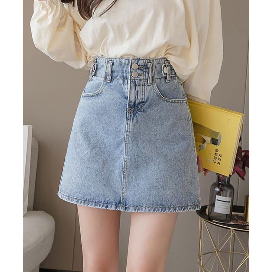 韓国風　デニムスカート　ミニスカート　Aラインスカート　台形スカート
