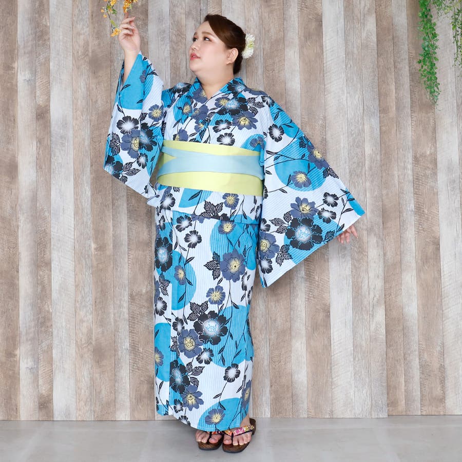 最終値下げ　大きいサイズ浴衣　4Ｌ5Ｌ　バイカラー 浴衣 大きいサイズ レディース[品番：NNCW0002863]｜Ainokajitsu