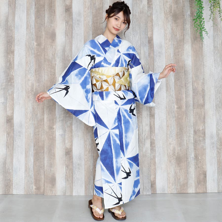 KIMONOMACHI 浴衣 レディース 浴衣と帯の2点セット 「浴衣 緑色