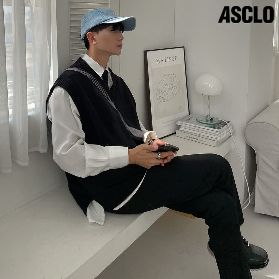 ASCLO(エジュクロ)ワイドリブオーバーサイズVネックニットベスト