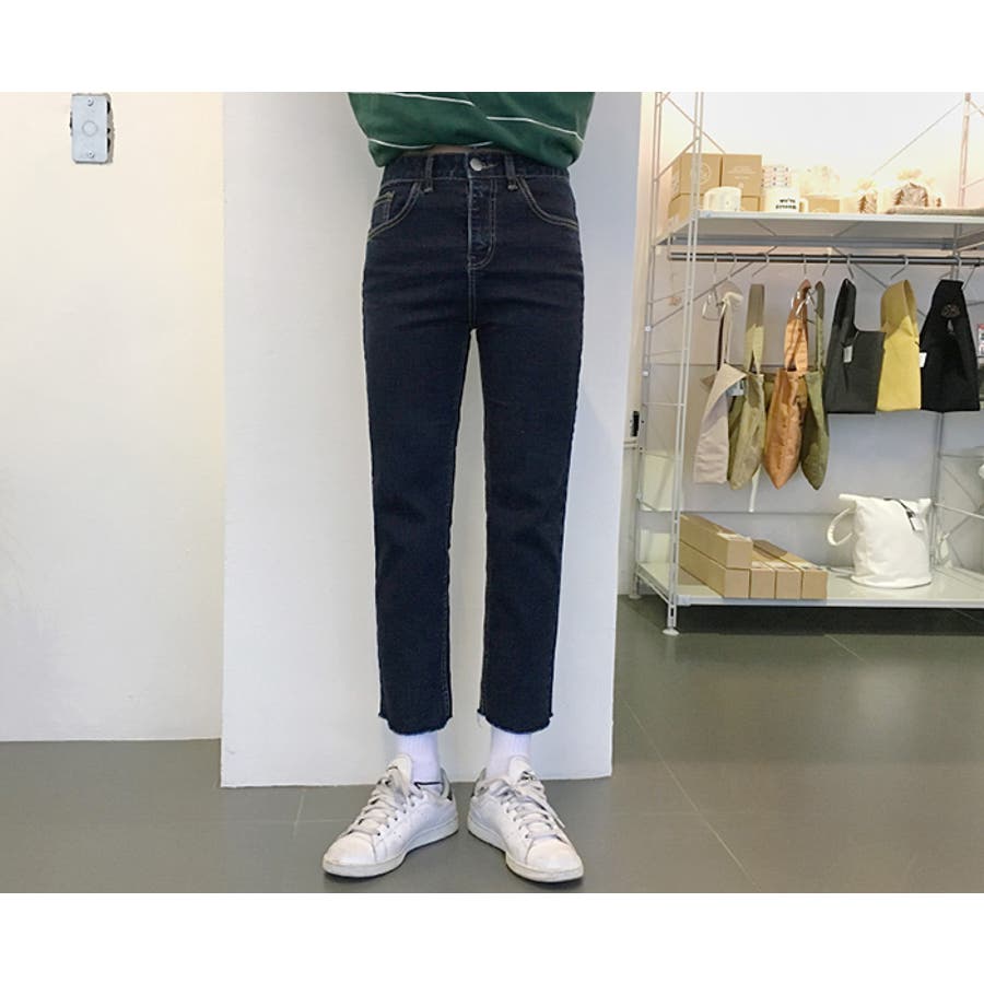 MICHYEORA八分丈デニム 八分丈デニム 靴下見せ[品番