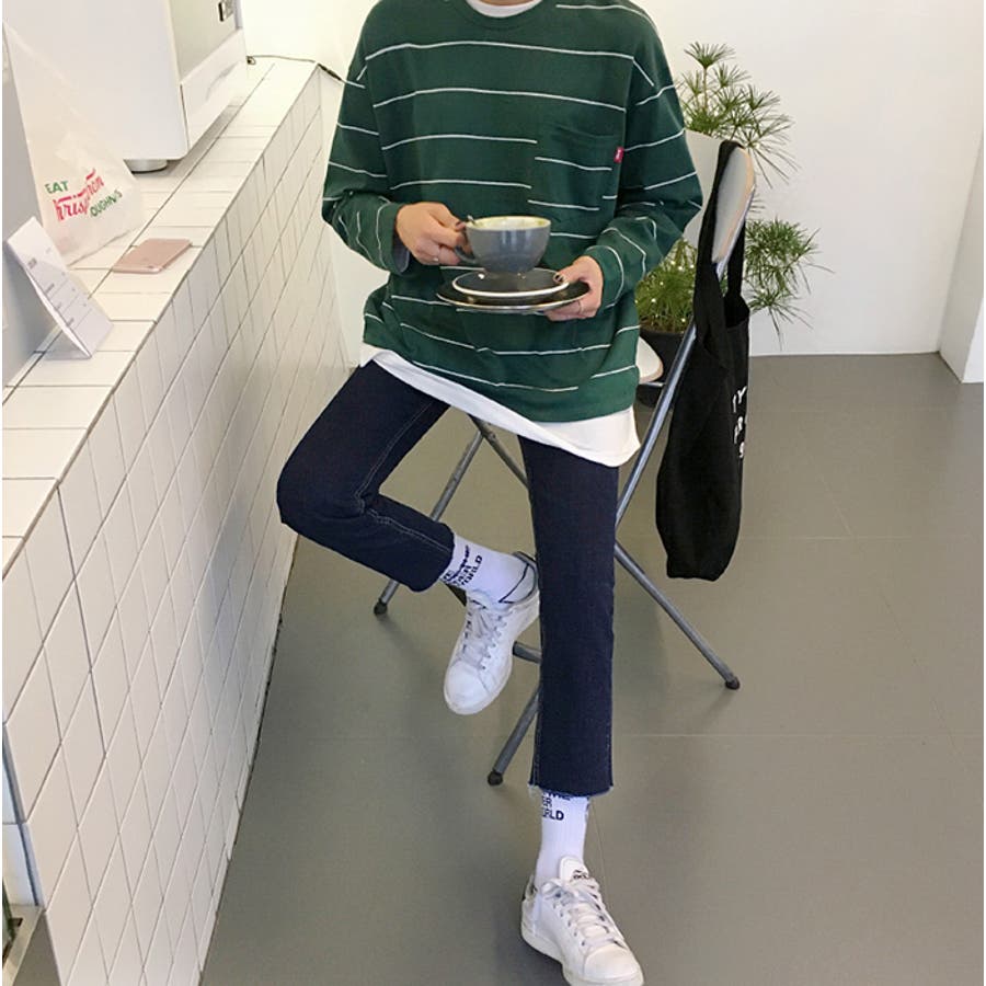 MICHYEORA八分丈デニム 八分丈デニム 靴下見せ[品番