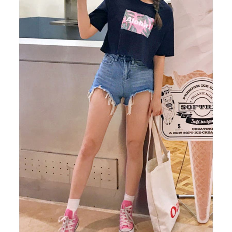 MERONGSHOPワイルドカットデニムショートパンツ 韓国 韓国ファッション