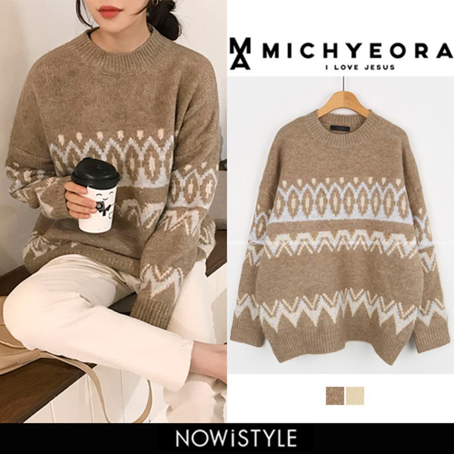 Michyeoraクルーネックパターンニット韓国韓国ファッション ニット 長袖 品番 Nwiw 3rd Spring サードスプリング のレディースファッション通販 Shoplist ショップリスト