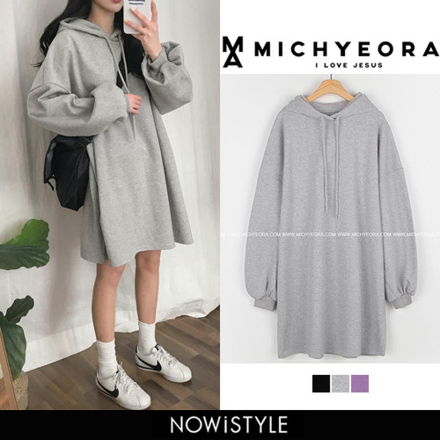 michyeoraミニフードワンピース韓国韓国ファッション ワンピース フーディー