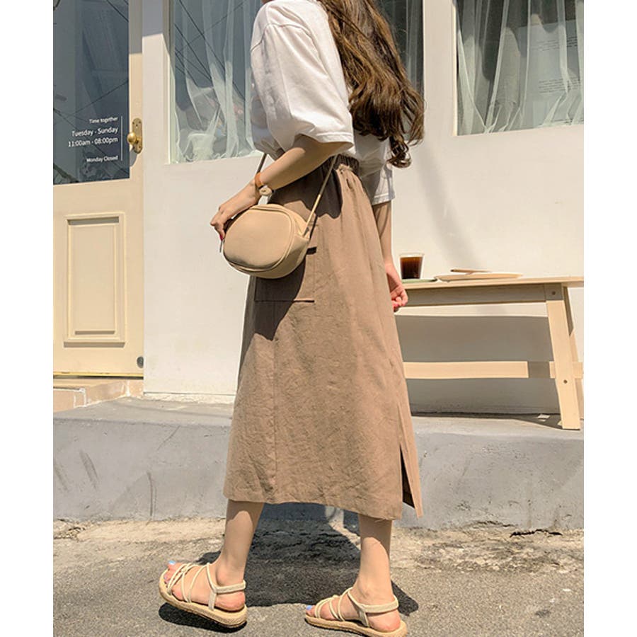 MICHYEORAリネン台形ロングスカート韓国 韓国ファッション