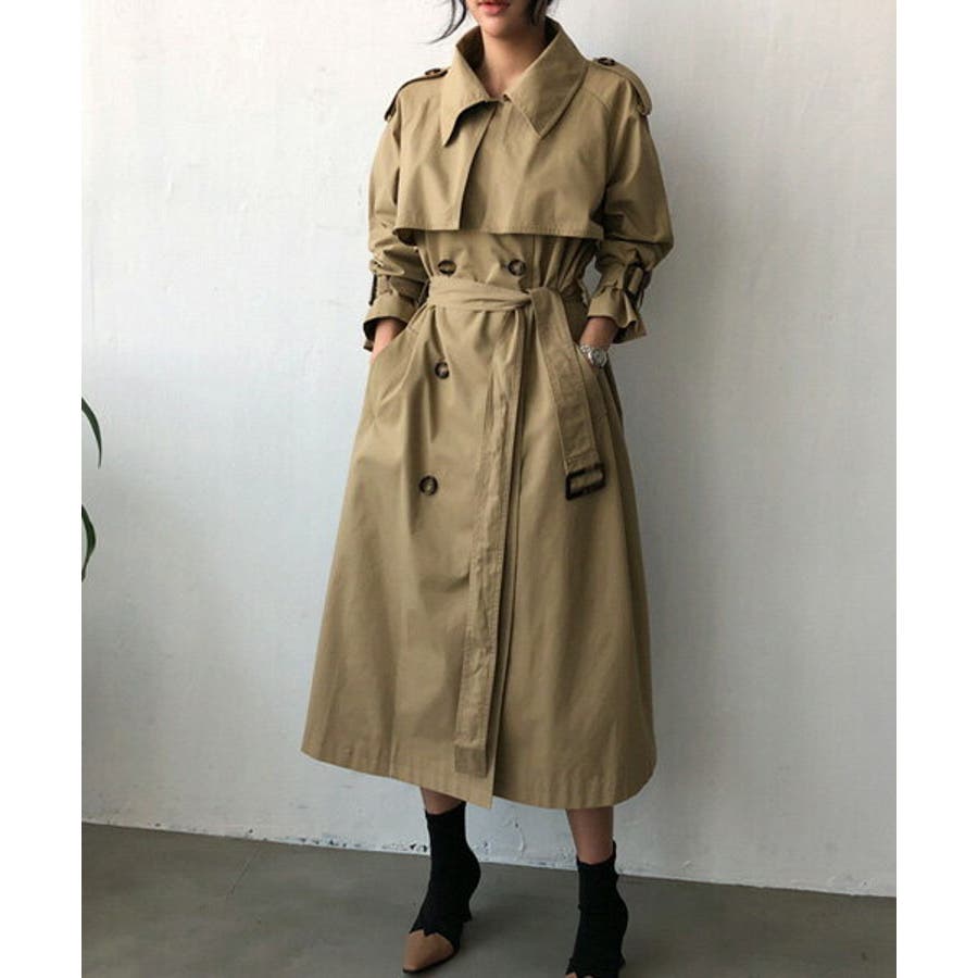 NANING9ロングトレンチコート韓国 韓国ファッション トレンチ