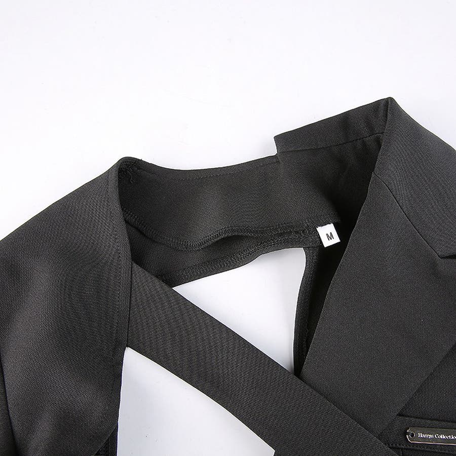 アシンメトリー ショートジャケット ブラック[品番：ODSW0003218