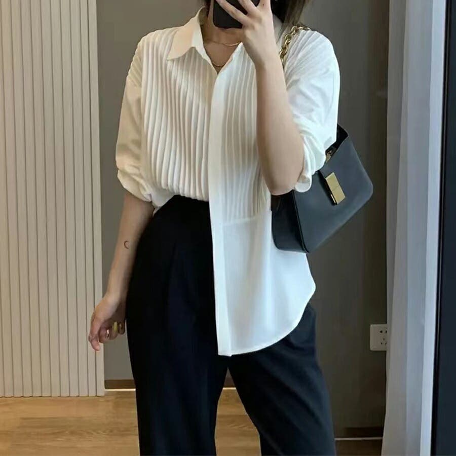 フロントタックシャツ シンプル 重ね着[品番:XL000002063 フロントタックシャツ シンプル 重ね着[品番:XL000002063