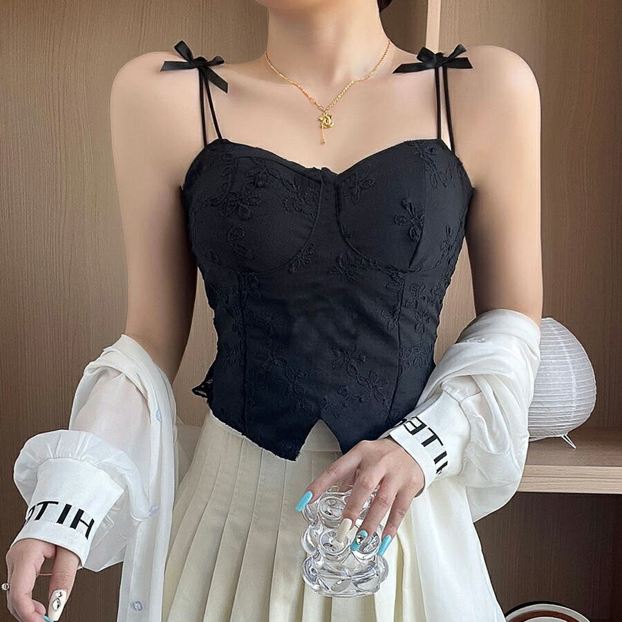 古着人気アイテム カップ付きデザインビスチェキャミソール コスプレ ダンス[品番 トップス