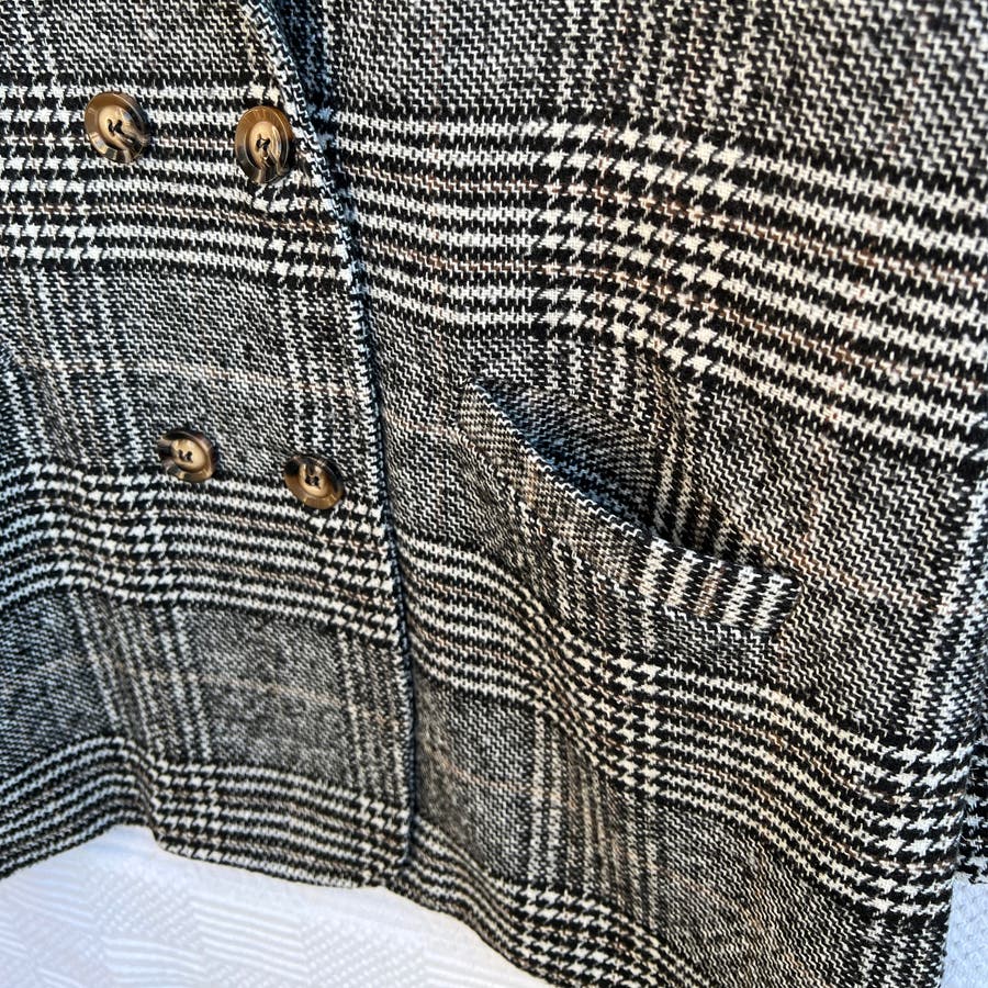 チェック柄ショートコート オーバーサイズ グレンチェック[品番