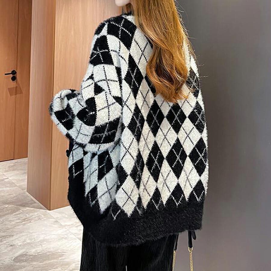 セール】【RE: Number (N)ine】FEATHERY YARN ARGYLE JACQYARD