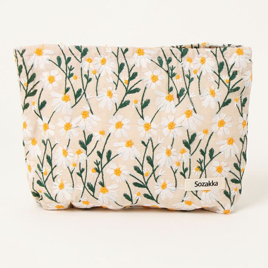 花柄ポーチ 日本製 小花柄 フラットポーチ ステラ シェニール織 通帳ポーチ