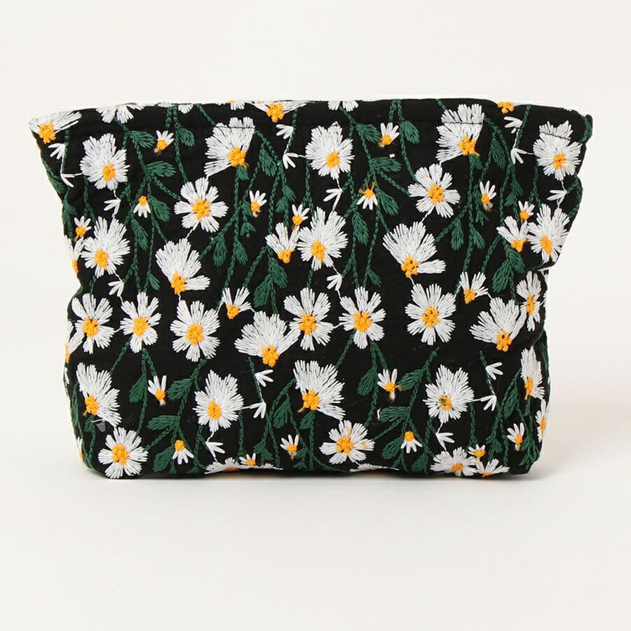 花柄ポーチ 日本製 小花柄 フラットポーチ ステラ シェニール織 通帳ポーチ